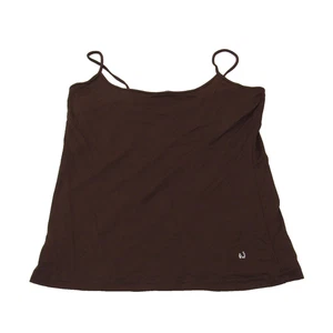 Naf Naf Tank Top Womens Medium Brown Camisole Spaghetti Strap Crystal Logo Tee - Picture 1 of 6
