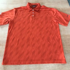 Tiger Woods Collection Polo Dri Fit Hemd Herren L orange gestreift Kurzarm Golf - Bild 1 von 14