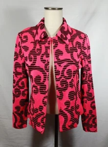 Ming Wang Strickjacke Pullover Neon Koralle Schwarz Langarm Damen Petite Small PS - Bild 1 von 7