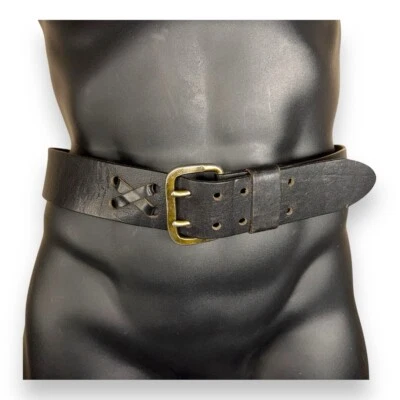 CINTURÓN DE CUERO NEGRO VINTAGE LYONS GRANDES ALMACENES WESTERN GOTH UNISEX CINTURA 32 Foto 1 de 4