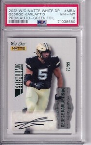 2022 Wild Card Matte White Draft Pick Premium Autographs Mba George Karlaftis