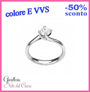 ANELLO SOLITARIO ORO BIANCO DIAMANTE NATURALE E VVS 0.30 CARATI CERTIFICATO - Imagen 1 de 4