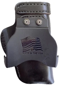 Leather Gun Holster PADDLE SPRINGFIELD COMPACT 9 40 45 BLACK LEFT A626 - Picture 1 of 2