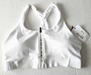 Womens ZYIA ALL STAR ACTIVE ACCESS BRA XL White adjust straps FRONT ZIPPER NWT - Picture 1 of 8