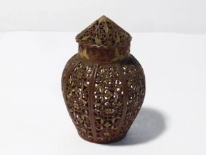 Jarrón y tapa POMANDRA de metal perforado c1913 JN TAYLOR LONDON PERFUMER - Imagen 1 de 11