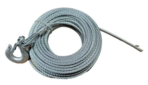 Cuerda de cable de cabrestante de 1/4" x 100' con gancho autobloqueante de 1/4", carga de rotura 7.000 libras - Imagen 1 de 5