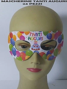 24 MASCHERINE DOMINO TANTI AUGURI COMPLEANNO FESTA PARTY SFILATA IN COSTUME - Foto 1 di 1