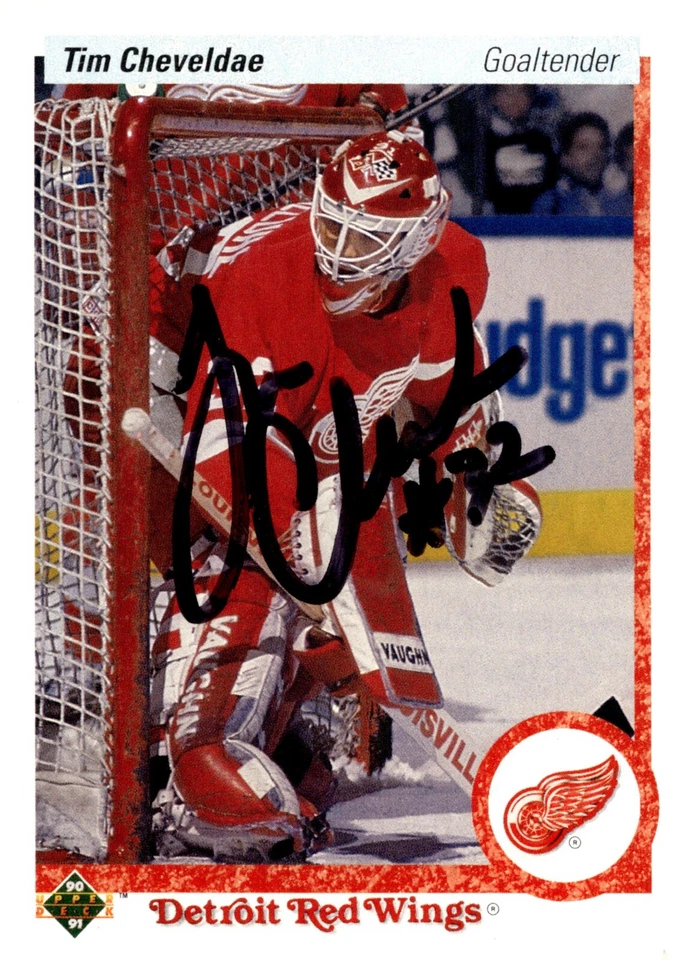 Tim Cheveldae - Signed 1990-91 Upper Deck Card #393 - Image 1 of 2