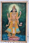 Old Hindu Religious Divine Worship God Vishnu Oil Painting Old Miniature Work