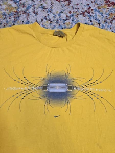 DISTRESSED Vintage 90s Nike Fuse Center Swoosh Basketball T-Shirt Size XL Yellow - Picture 1 of 8