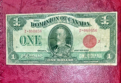 1923 DOMINION OF CANADA $1 RED SEAL GROUP 2 ~ KING GEORGE V ~ DC-25g Cover