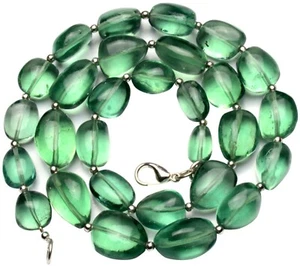 Emerald Green Fluorite Gem Beads 17" Necklace 10 to 15 mm Size Beads - Picture 1 of 5