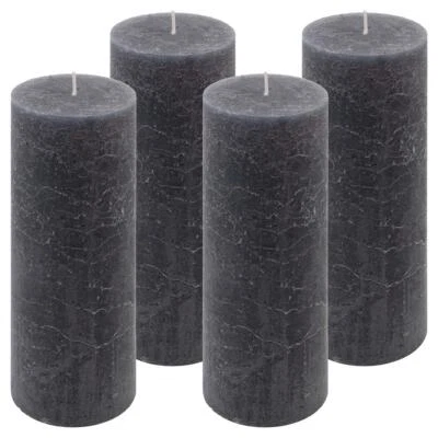 4er Set Rustik-Kerze anthrazit Höhe 20 cm Ø 7,5 cm lange Brenndauer Rund-Kerze - Bild 1 von 4