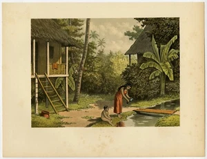 Impresión antigua de una casa en Oleh-Leh 'Aceh' de Perelaer (1888) - Imagen 1 de 1