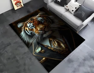 Tiger Art Rug, Animal Print Decor, Luxury Home Decor, Unique Rug Design, Modern - Picture 1 of 23