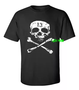 CAMISETA DE CRÁNEO Y HUESOS CRUZADOS CON NÚMERO 13 fuera de la ley de motociclista camisa calavera - Imagen 1 de 3