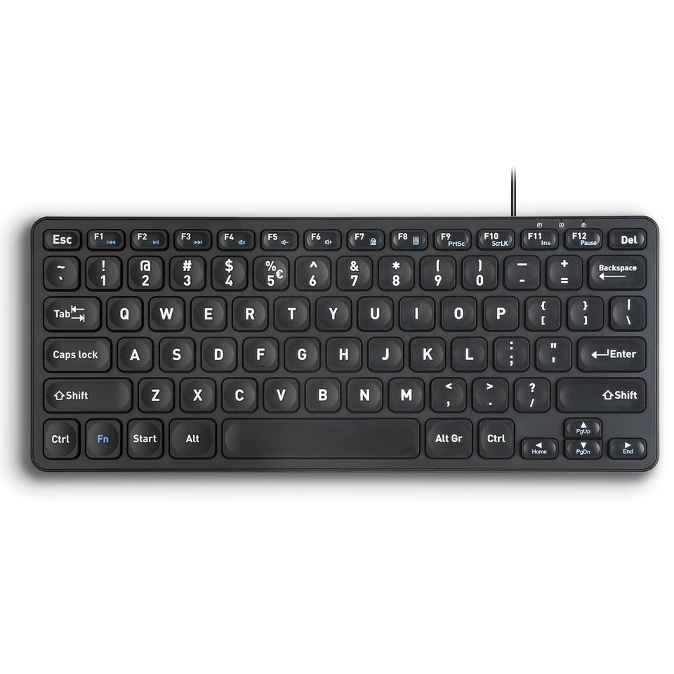 Perixx PERIBOARD-416 Wired Mini USB Keyboard with 4 Hubs - X Type Black