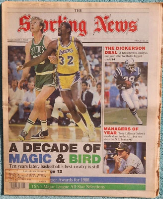 A Decade Of Larry Bird And Magic Johnson 1988 Sporting News Full Issue 64 Pages - Image 1 of 4