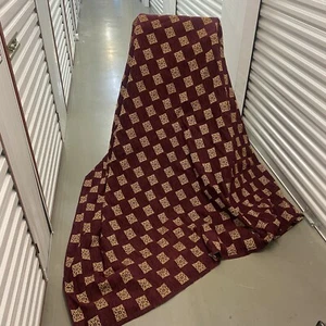 ⭐️Queen Size Graphic Print Garnet Red Gold Chenille Cord Bespoke Bedspread Throw - Picture 1 of 12