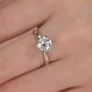 1.50 Ct Round Cut IGI Certified Lab Grown Diamond Solitaire Ring 14K White Gold - Picture 1 of 23