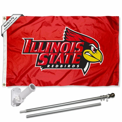 Illinois State Redbirds Flag Pole and Bracket Gift Set Package Cover