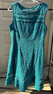 Adrianna Papell türkis Spitze ärmellos A-Linie Kleid Größe 16 - Bild 1 von 3