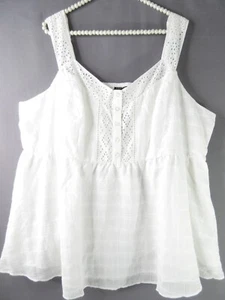 Torrid Blouse Peasant Top Women's 3X White Cotton Tank Eyelet Lace Cottage NWT - Picture 1 of 8