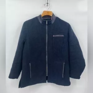 Robert Comstock navy blue wool and rabbit trim coat size large - Picture 1 of 6