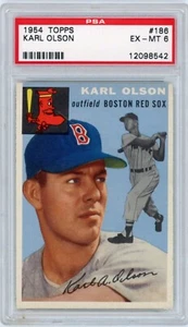 1954 Topps Karl Olson #186 - PSA 6 EX-MT - Picture 1 of 2
