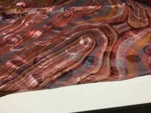 NEW Designer 100% Silk Chiffon Satin Burnout Double Border Print Fabric 42”109cm - Picture 1 of 3