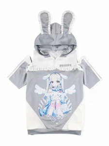 Sanrio Cinnamoroll Anime Girl Jersey Hoodie w/ Ear Sax Blue Japan Limited - Picture 1 of 6