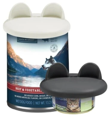ZooZoo Juego de tapas de latas de alimentos reutilizables, lindas tapas de latas de comida para mascotas oreja de gato, (3, 6, 14 oz) Foto 1 de 4