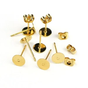 40pcs Stainless Steel Blank Pad Flat Earring Post Studs Base Pins with Ear Back - Picture 1 of 4