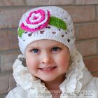 BonEful RTS NEW Boutique Girl White Flower Crochet 18 24 Month 2 3 T Sm Baby Hat