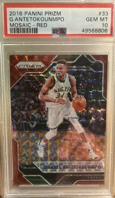 2016 Panini Prizm #33 Giannis Antetokounmpo (Mosaic Red) (PSA 10) - Image 1 of 3