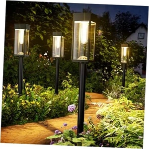 Paquete de 8 luces solares de camino para exteriores, luces solares brillantes blanco cálido (cuboide) - Imagen 1 de 7