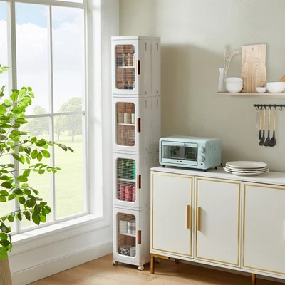 Armario de almacenamiento estrecho de 4 niveles con ruedas y estantes baño cocina espacio pequeño Foto 1 de 4