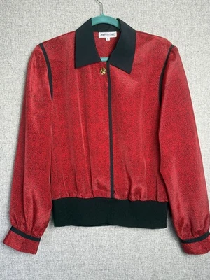 Top de paracaídas Andrea Gayle vintage años 80/90 rojo negro manga larga MEDIANO/8 Foto 1 de 4