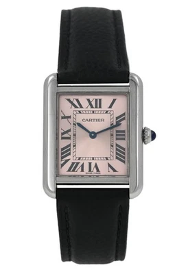 Cartier Tank W5200000 Solo 3170 Salmon Sunburst Dial Steel 24MM Ladies' Quartz - image 1 of 4