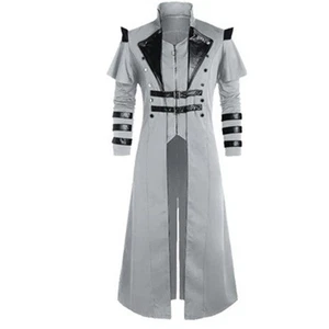 Men Pirate Trench Coat Parka Fashion Steampunk Assassin Pirate Jacket Cosplay - Picture 1 of 17