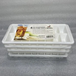 (4 pack) Quick Release Ice Cube Tray, Plastic, White, Rectangular - Picture 1 of 2