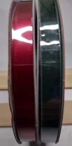 RED GREEN RIBBONS - LOT - 3/8" WIDE 9' LONG EACH - 2 SPOOLS - NEW! - Picture 1 of 2