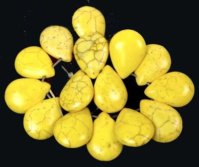 25x18mm Yellow Turquoise Briolette Teardrop Beads (15) - Image 1 of 2
