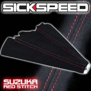 RED STITCH BLACK SUEDE SHIFT BOOT FOR M/T MANUAL SHIFT GEAR COVER SHIFTER C - Bild 1 von 1
