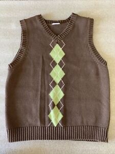 Gymboree CELEBRATE SPRING VNeck Argyle Brown Green Sweater Vest Size 5-6