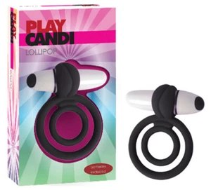 Play Candi Lollipop Dual Cockring Vibrating Black Silicone Ring Penis Vibrate - Picture 1 of 5