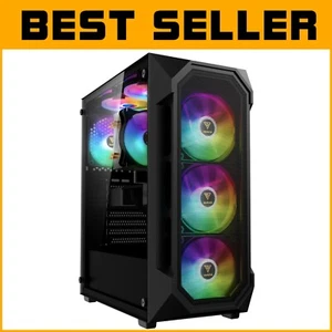 Tempered Glass Mid Tower Case: 4x ARGB Fans & Versatile Configuration Options - Picture 1 of 8
