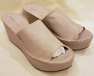 Sandalias Chocolat Plataforma Azul Punta Abierta Deslizables Talla-10 Cuero Suave Taupe - Imagen 1 de 12