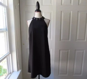 Size: 10 NINE WEST Black Dress Sleeveless Embellished Neckline A-Line Womens - Picture 1 of 12