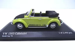 Volkswagen VW Maggiolino 1303 Cabrio World Cup 74 MINICHAMPS 1:43 Cliffgruen - Foto 1 di 5